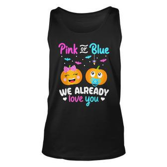 Gender Reveal Halloween Pregnancy Announcement Pink Or Blue Tank Top | Mazezy