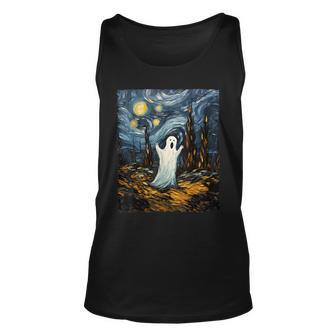 Ghost Halloween Starry Night Scream Aesthetic Painting Tank Top - Seseable