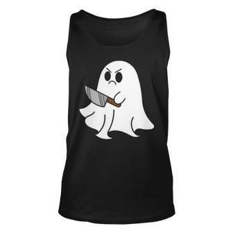 Ghost Holding Knife Halloween Costume Ghoul Spirit Tank Top | Mazezy