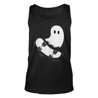 Ghost Skateboard Lazy Halloween Costume Funny Skateboarding Unisex Tank Top - Seseable