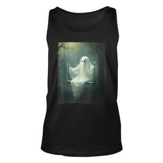 Ghost On The Swing Spooky Gothic Dark Academia Halloween Tank Top | Mazezy
