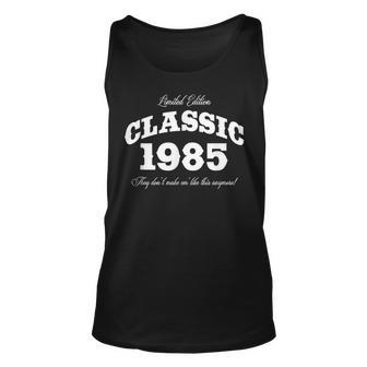 Gift For 35 Year Old Vintage Classic Car 1985 35Th Birthday Unisex Tank Top | Mazezy