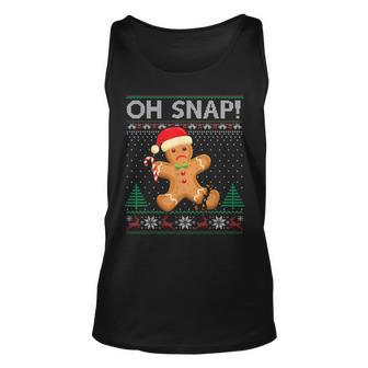 Gingerbread Man Cookie Ugly Sweater Oh Snap Christmas Tank Top - Monsterry