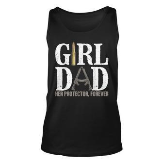 Girl Dad Her Protector Forever Funny Father Of Girls Unisex Tank Top | Mazezy