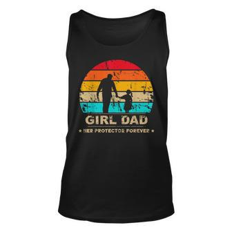 Girl Dad Her Protector Forever Funny Vintage Fathers Day Unisex Tank Top | Mazezy AU