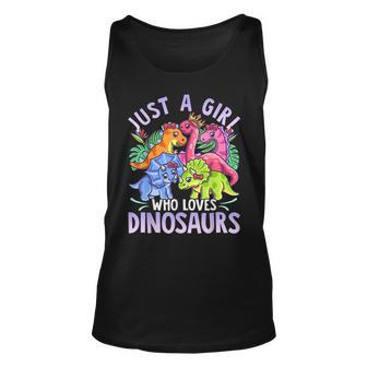 Girl Dinosaurs Pink Girl Loves Dinosaurs Unisex Tank Top - Seseable