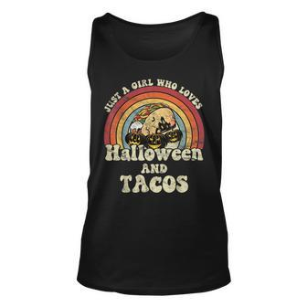 A Girl Who Loves Halloween And Tacos 70S Retro Vintage Tacos Tank Top | Mazezy