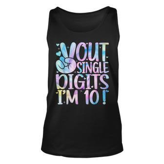 Girl Peace Out Single Digits Im 10 Year Old 10Th Birthday Unisex Tank Top | Mazezy
