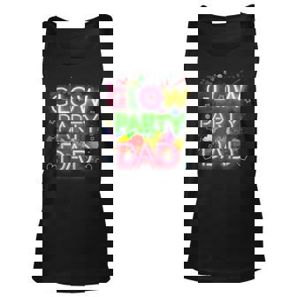 Glow Party Squad Dad Paint Splatter Glow Party Matching Unisex Tank Top | Mazezy