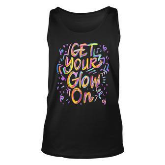 Get Your Glow On Retro Colorful Quote Group Team Tie Dye Tank Top - Seseable