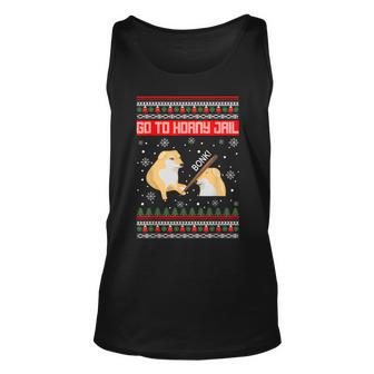 Go To Horny Jail Ugly Christmas Sweater Bonk Meme Tank Top - Monsterry UK