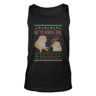 Go To Horny Jail Ugly Christmas Sweater Bonk Meme Tank Top - Monsterry