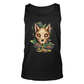 Goblincore Cat Skull Forest Unisex Tank Top | Mazezy