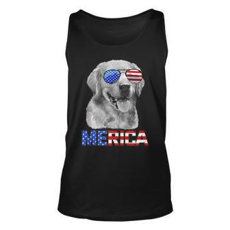 Golden Retriever Dog Merica 4Th July Patriotic American Patriotic Tank Top | Mazezy