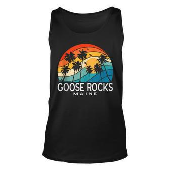 Goose Rocks Beach Maine Palm Tree Tropical Beach Souvenir Unisex Tank Top | Mazezy