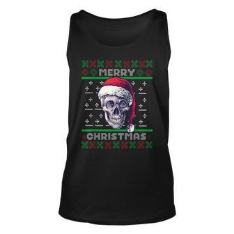 Gothic Christmas Ugly Sweater Goth Skull Christmas Tank Top | Mazezy