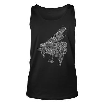Grand Piano Silhouette Made From Music Notes Piano Tank Top | Mazezy