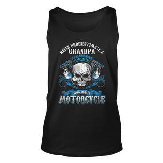 Grandpa Biker Never Underestimate Motorcycle Skull Grandpa Tank Top | Mazezy AU