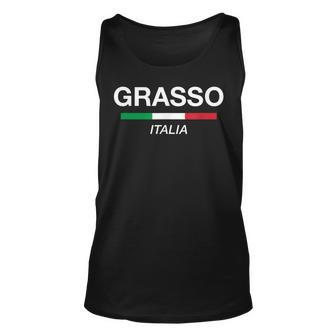 Grasso Italian Name Italy Flag Italia Family Surname Unisex Tank Top | Mazezy