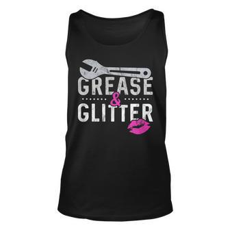 Grease & Glitter Female Car Mechanic Girl Gift Unisex Tank Top | Mazezy