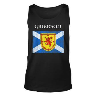 Grierson Scottish Clan Name Gift Scotland Flag Festival Unisex Tank Top | Mazezy