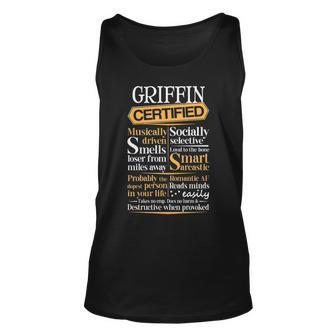 Griffin Name Gift Certified Griffin Unisex Tank Top - Seseable