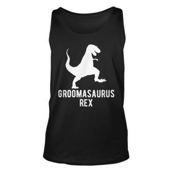 Groomasaurus Rex Funny Groom Wedding Mens Unisex Tank Top | Mazezy