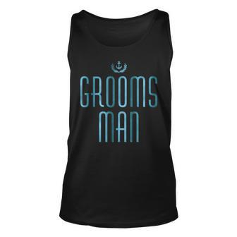Groomsman Nautical With Anchor Teal Unisex Tank Top | Mazezy