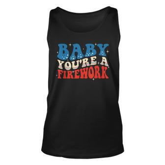 Groovy Baby Youre A Firework 4Th Of July American Flag Unisex Tank Top | Mazezy