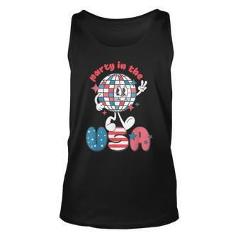 Groovy Disco Funny Party In The Us July 4Th Usa Patriotic Unisex Tank Top - Seseable