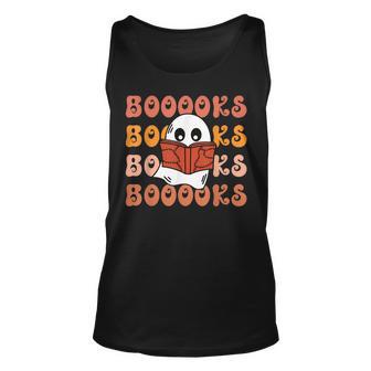 Groovy Halloween Booooks Ghost Boo Read More Books Retro Gift For Women Unisex Tank Top - Thegiftio UK
