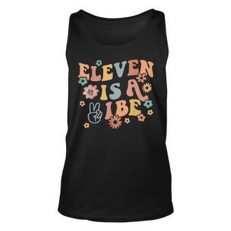 Groovy Hippie 11 Is A Vibe 11Th Birthday Party Decoration Unisex Tank Top - Thegiftio UK