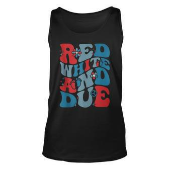 Groovy Red White And Due Baby Shower 4Th Of July Pregnancy Unisex Tank Top | Mazezy
