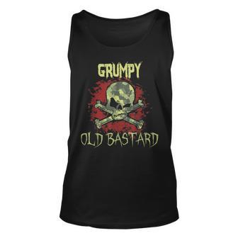 Grumpy Man Husband Grandpa Warning Grumpy Old Bastard Unisex Tank Top | Mazezy