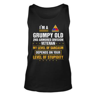 Grumpy Old 2Nd Armored Division Veteran Funny Veterans Day Unisex Tank Top | Mazezy