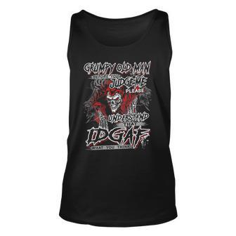 Grumpy Old Man Before You Judge Me Idgaf On Back Unisex Tank Top | Mazezy