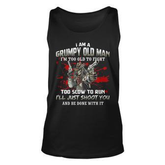 Grumpy Old Man Too Old To Fight Veteran Dad Father Veteran Tank Top | Mazezy