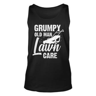 Grumpy Old Man Lawn Care Grass Cutting Lawn Mower Gift Unisex Tank Top | Mazezy