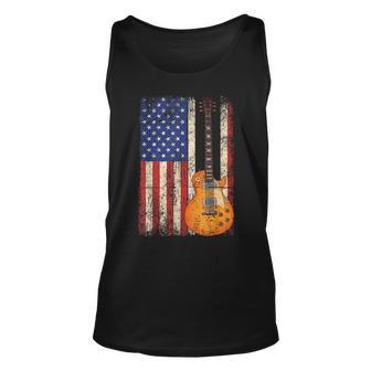 Guitar American Usa Flag Patriotic Guitarist Men Patriotic Tank Top | Mazezy