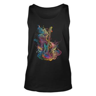 Guitar Player Psychedelic Guitar Watercolor Dream Unisex Tank Top - Monsterry