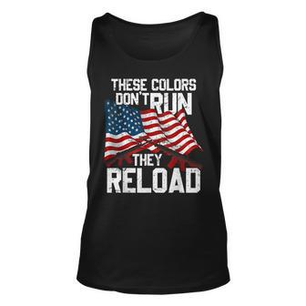 Gun American Flag Colors Dont Run They Reload Unisex Tank Top | Mazezy