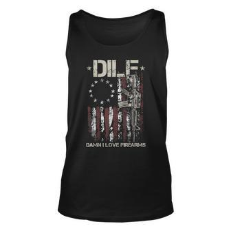 Gun American Flag Dilf - Damn I Love Firearms Unisex Tank Top | Mazezy