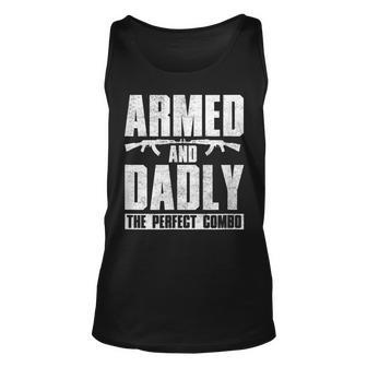 Gun Lover Dad Armed And Dadly The Perfect Combo Unisex Tank Top | Mazezy DE