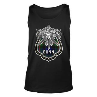 Gunn Scottish Clan Tartan Lion Sword Name For Lion Lovers Tank Top | Mazezy