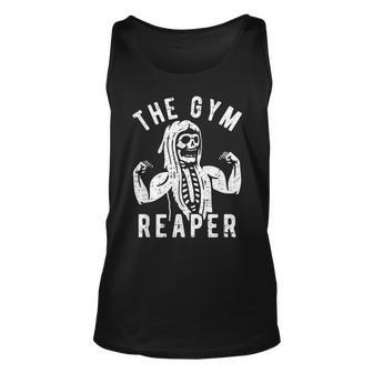 Gym Reaper Halloween Costume Skeleton Fitness Workout Tank Top - Seseable