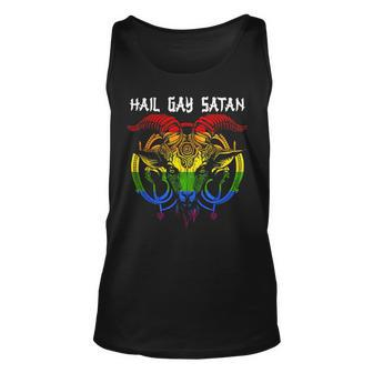 Hail Gay Satan Lgbt Goth Gay Lesbian Bi Pride Baphomet Unisex Tank Top | Mazezy
