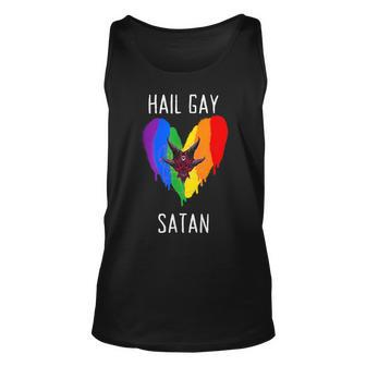 Hail Gay Satan Lgbt Goth Gay Pride Baphomet Pentagram Unisex Tank Top | Mazezy