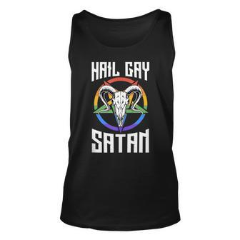Hail Gay Satan Lgbtq Pride Satanist Pentagram Unisex Tank Top | Mazezy