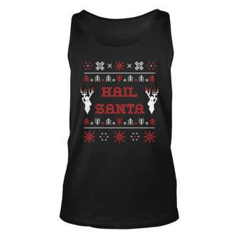 Hail Santa Heavy Metal Xmas Ugly Holiday Sweater Tank Top | Mazezy