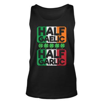 Half Gaelic Half Garlic Funny St Pattys Ireland Italy Flag Unisex Tank Top | Mazezy